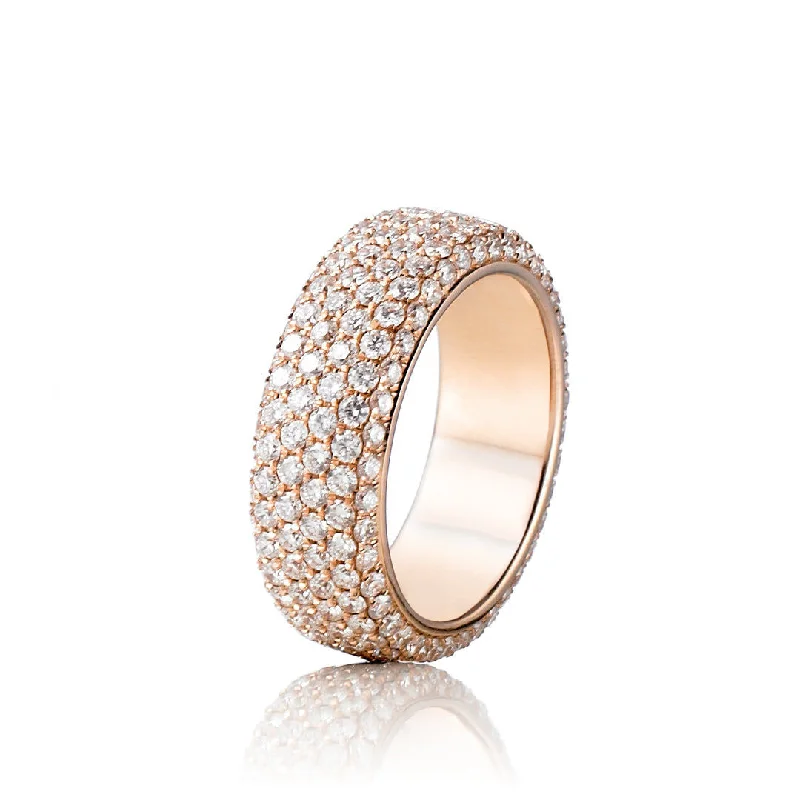 Wide Pavé 18K Rosegold Ring w. Diamonds