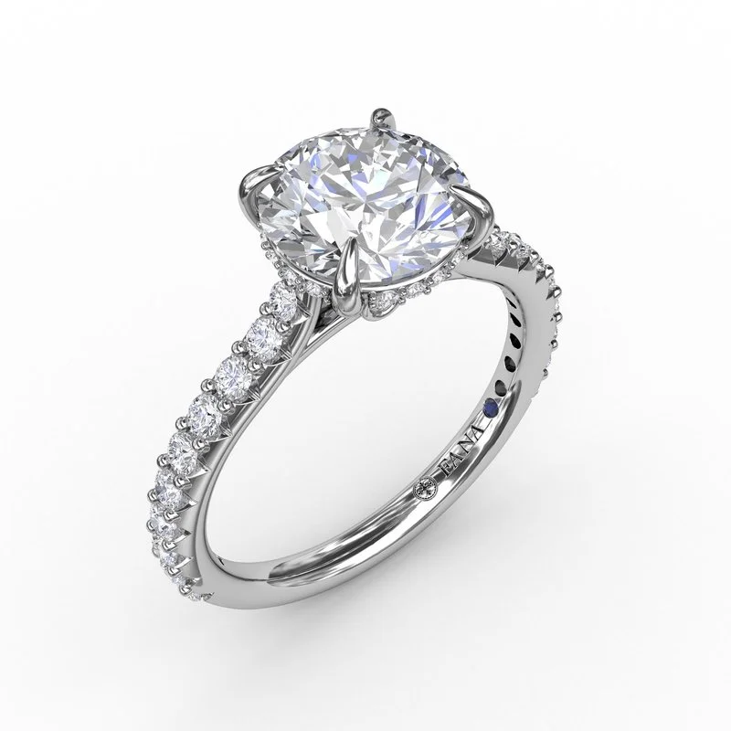 Everyday Jewelry Essentials Now On Sale Classic Round Diamond Solitaire Engagement Ring With Hidden Pavé Halo