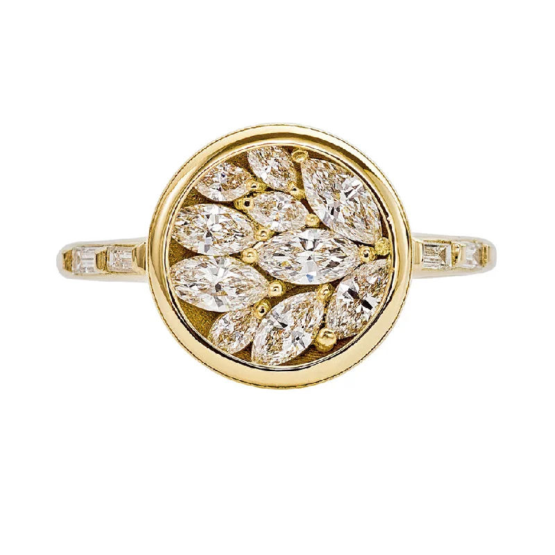 Get Ready To Sparkle – Special Jewelry Discounts Cluster Engagement Ring with Marquise Diamond Petals