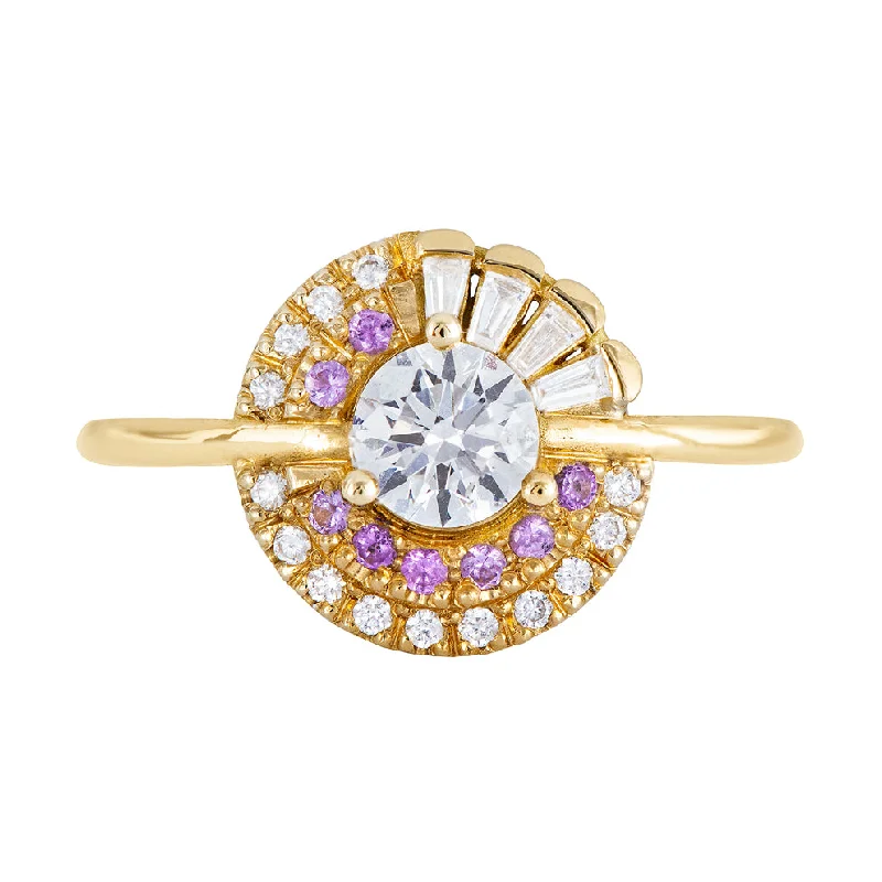 The Perfect Jewelry Piece At The Perfect Discount Cluster Engagement Ring with Purple Lilac Sapphires