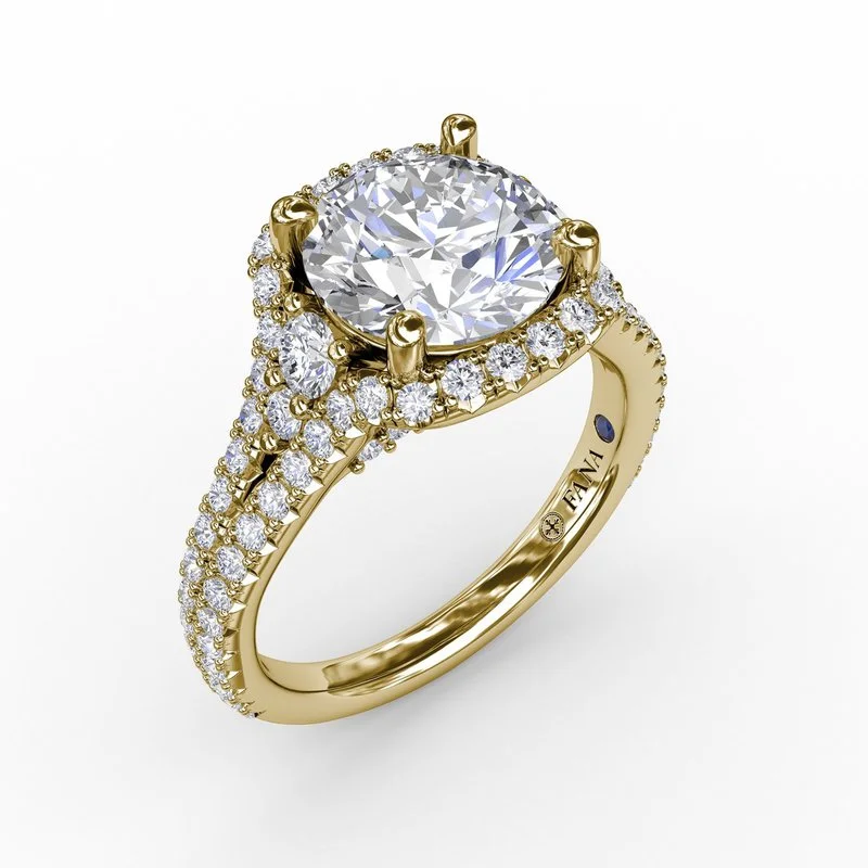Best Jewelry Sale – Shop Exclusive Designs Now Cushion Halo Engagement Ring With Side Stones and Double-Row Diamond Band