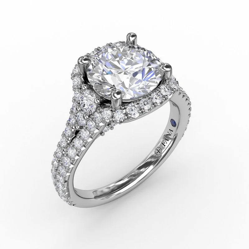 Shop Fine Jewelry With Amazing Deals Cushion Halo Engagement Ring With Side Stones and Double-Row Diamond Band