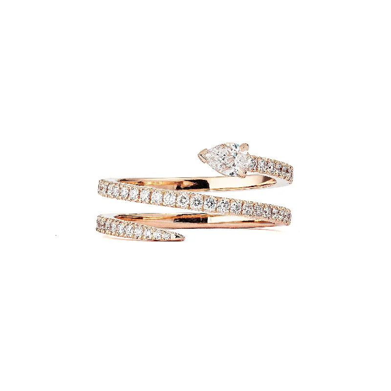 Get The Sparkle You Love At Prices You Adore Drop Spin 18K Rosegold Ring w. Diamonds