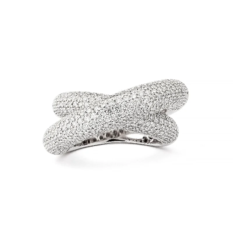 Grab Your Dream Jewelry At The Lowest Prices Infinity Loop Big Full Pavé 18K Whitegold Ring w. Diamonds