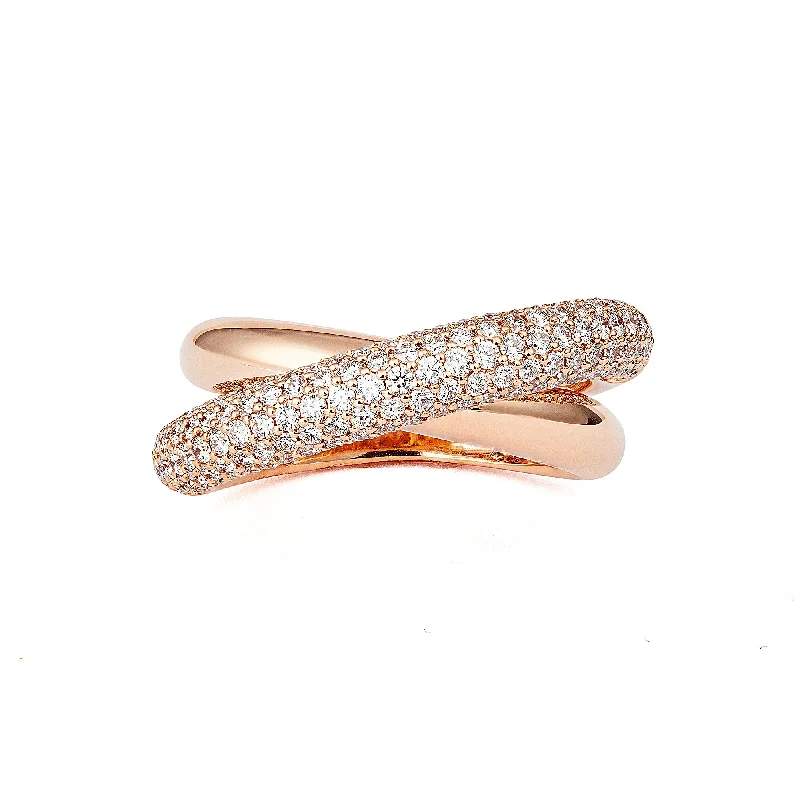 Luxury Jewelry Sale – Sparkle For Less Infinity Loop Medium Half Pavé 18K Rosegold Ring w. Diamonds