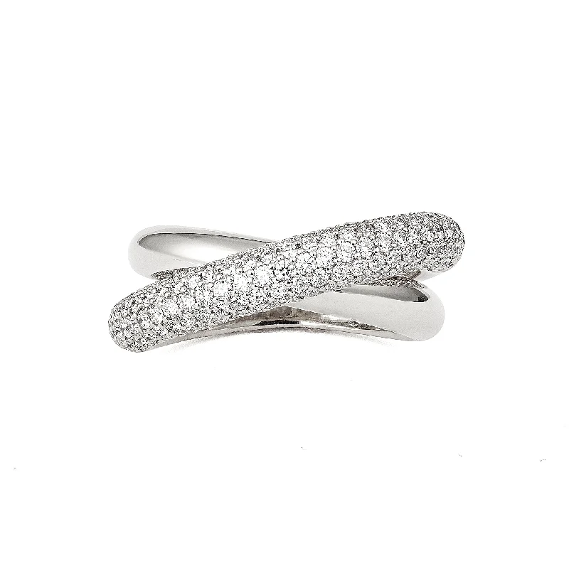 Best-Selling Jewelry Now Available At Special Deals Infinity Loop Medium Half Pavé 18K Whitegold Ring w. Diamonds