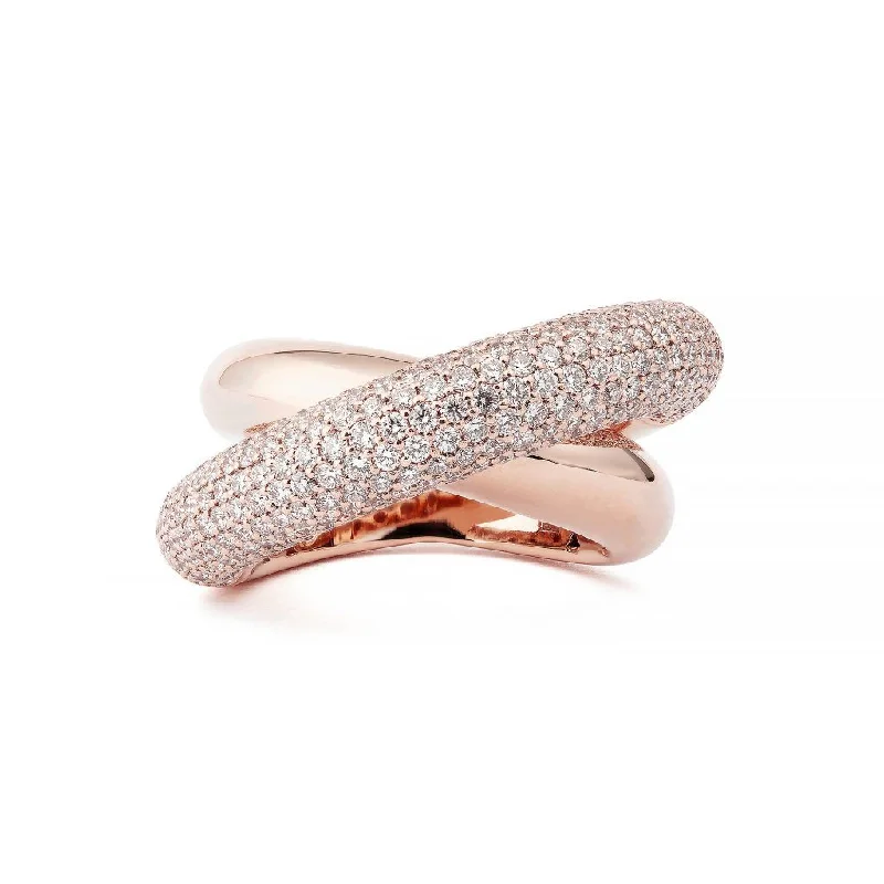 Infinity Loop Big Half Pavé 18K Rosegold Ring w. Diamonds