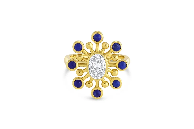 Exclusive Jewelry Bundles At Discounted Prices Mazahri | Cosmos 18K Gold Ring w. Diamond & Lapis