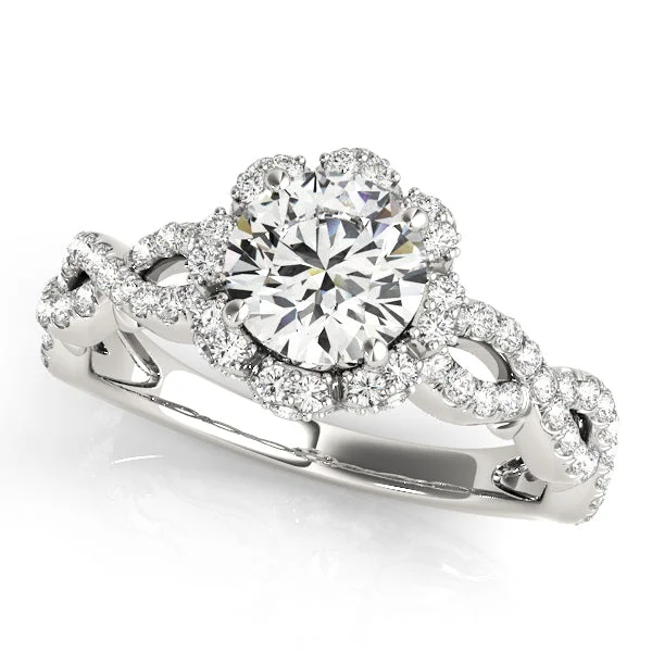 High-Quality Jewelry At A Fraction Of The Cost Flower Design Diamond Halo and Cross-Over Engagement Mounting
