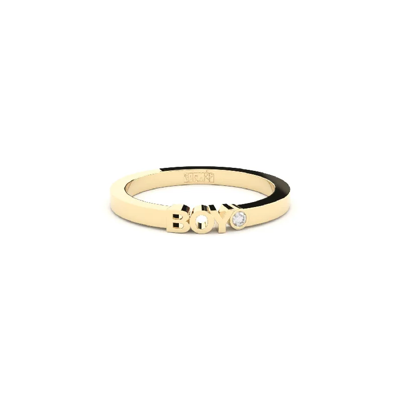 Affordable Glamour – Premium Jewelry For Less Becoming Boy 14K or 18K Gold Ring w. Lab-Grown Diamond