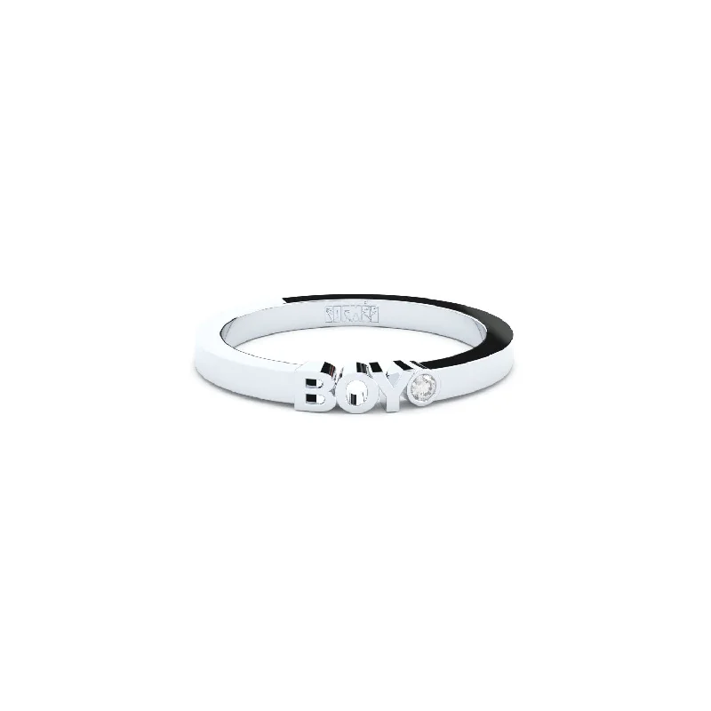 Jewelry Clearance Event – Stock Up Before It's Over Becoming Boy 14K or 18K Whitegold Ring w. Lab-Grown Diamond