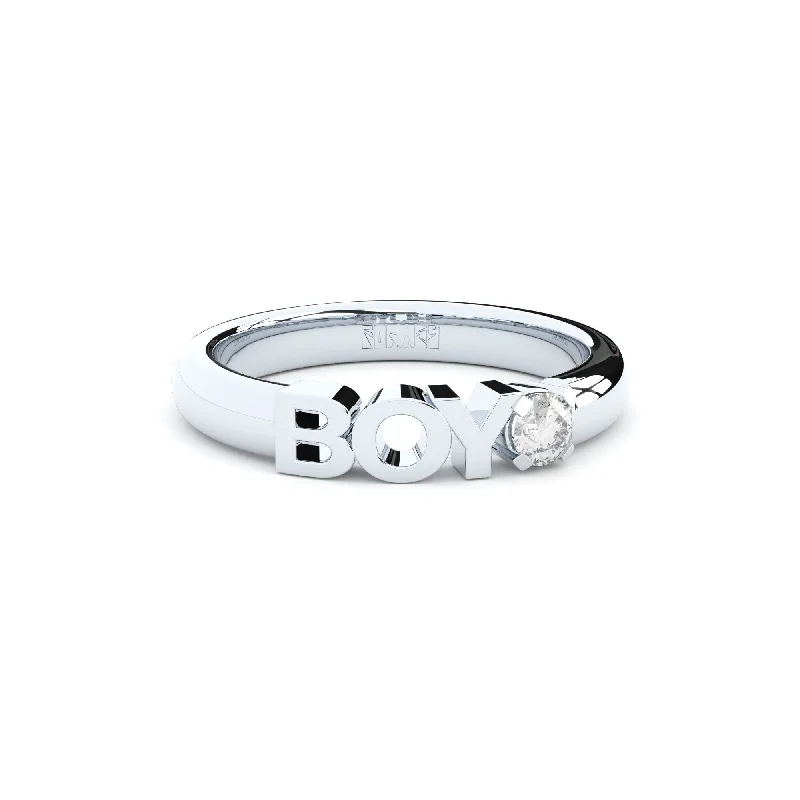 Special Offers On Handcrafted And Designer Jewelry Becoming Boy 14K Whitegold Ring w. Lab-Grown Diamond