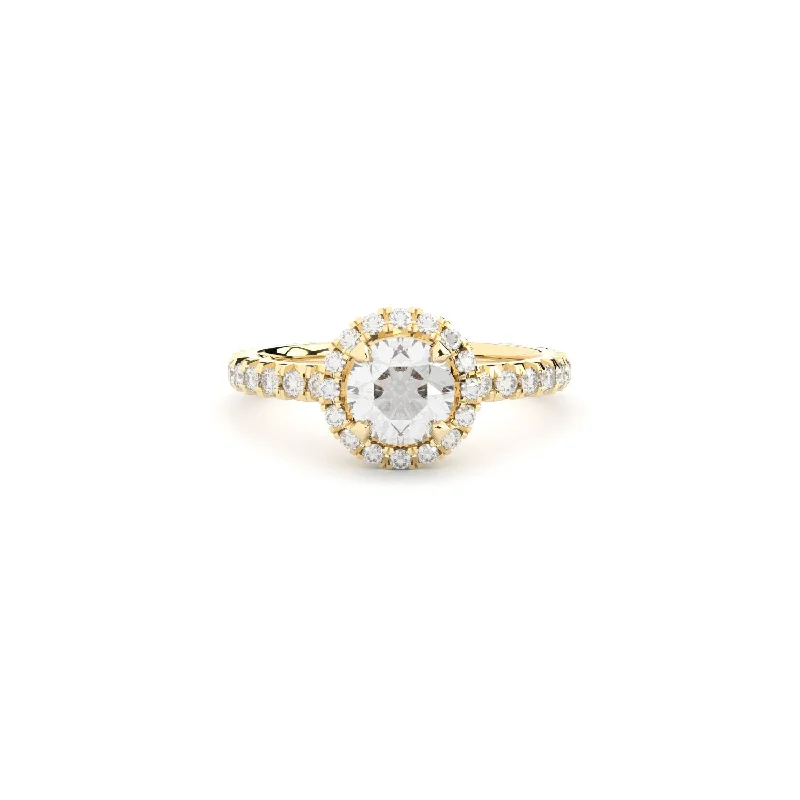 Get The Best Deals On Timeless Jewelry Pieces Tiny Clash Halo Engagement 18K Gold Ring w. Lab-Grown Diamonds