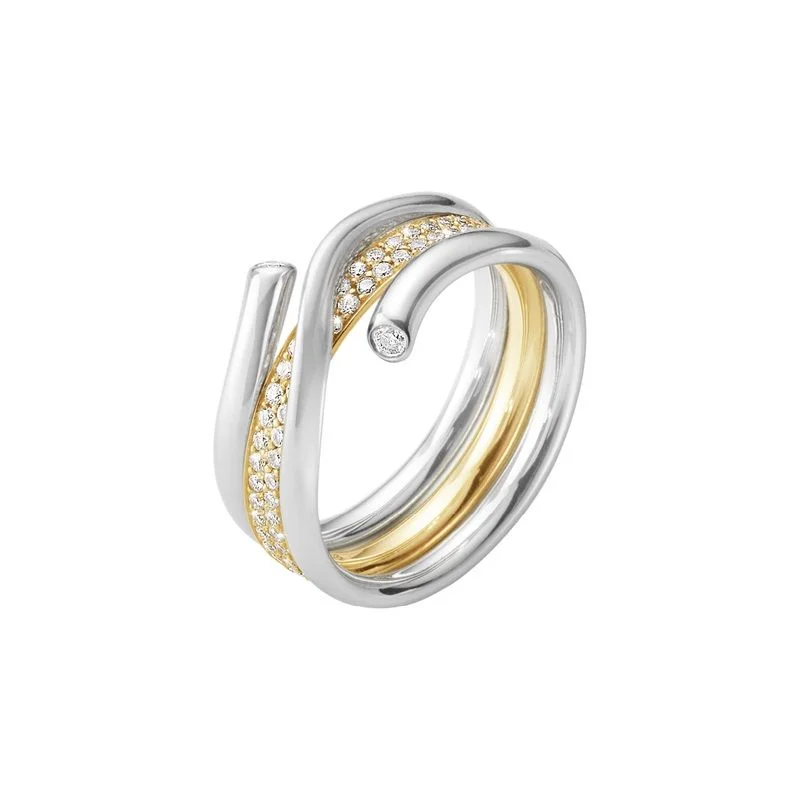 Luxury Jewelry At Budget-Friendly Prices – Grab Yours Now Magic Combination 18K White Gold & Gold Ring w. Pavé Diamonds