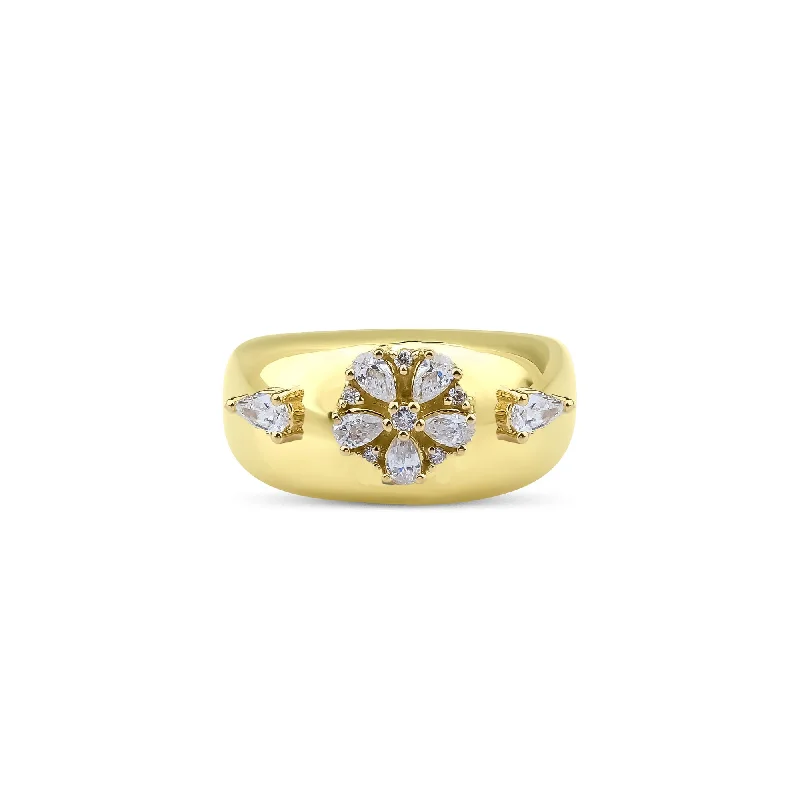 Fleur Bombe 18K Gold Ring w. Diamonds