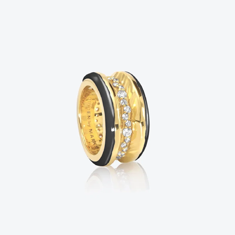 Timeless Beauty, Unbeatable Deals – Jewelry Sale On Antarctica Ice 18K Gold Ring w. Lab-Grown Diamonds & Black enamel