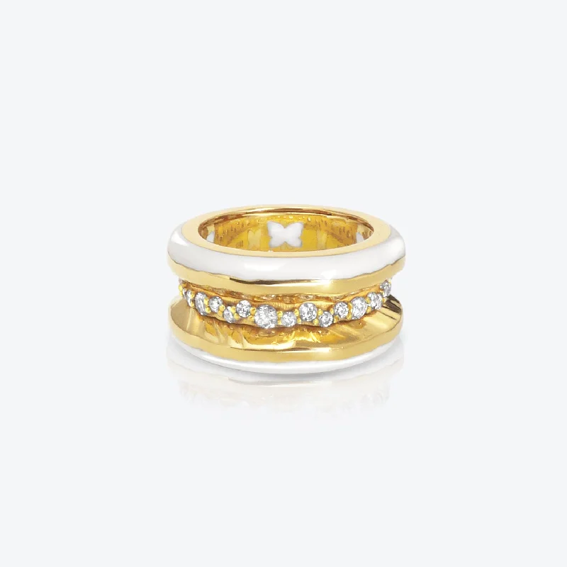 Flash Deals On Fine Jewelry – Shop Before It's Gone Antarctica Ice 18K Gold Ring w. Lab-Grown Diamonds & White enamel