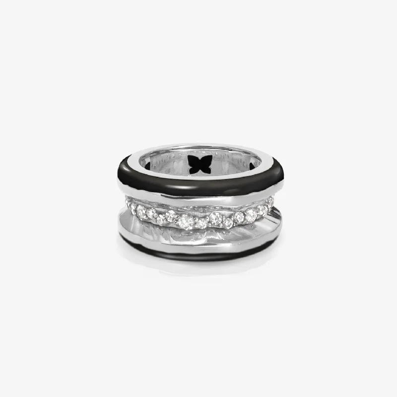 Elegant Jewelry, Affordable Luxury – Shop Now Antarctica Ice 18K Whitegold Ring w. Lab-Grown Diamonds & Black enamel