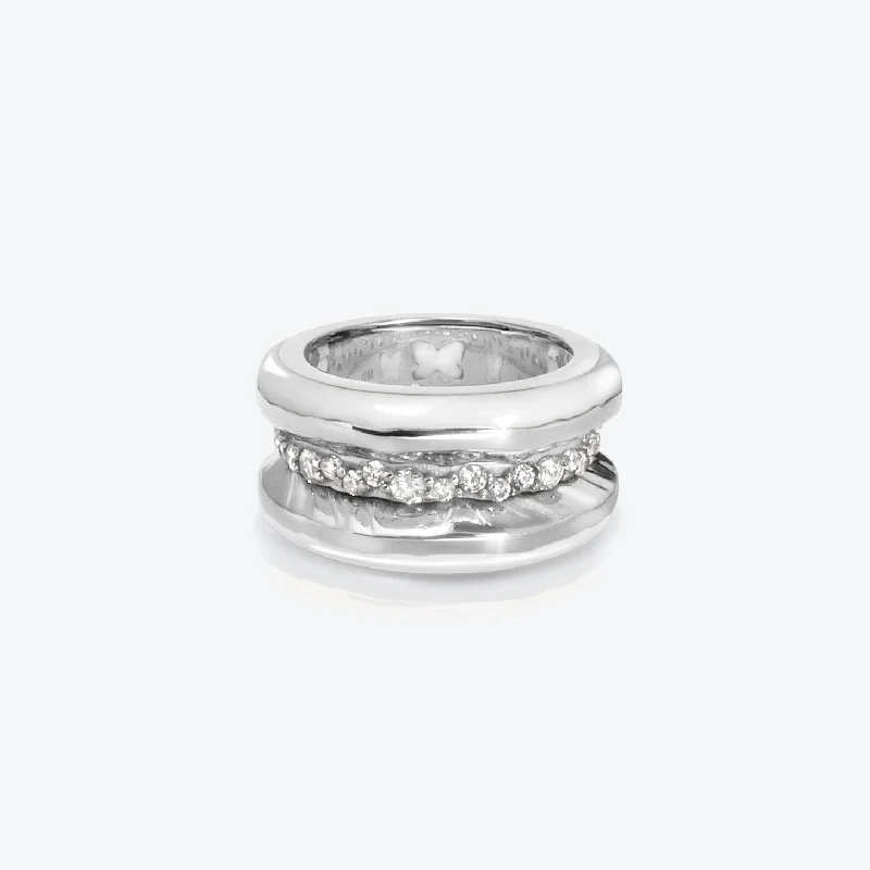 Shop Jewelry That Shines Without The High Price Antarctica Ice 18K Whitegold Ring w. Lab-Grown Diamonds & White enamel