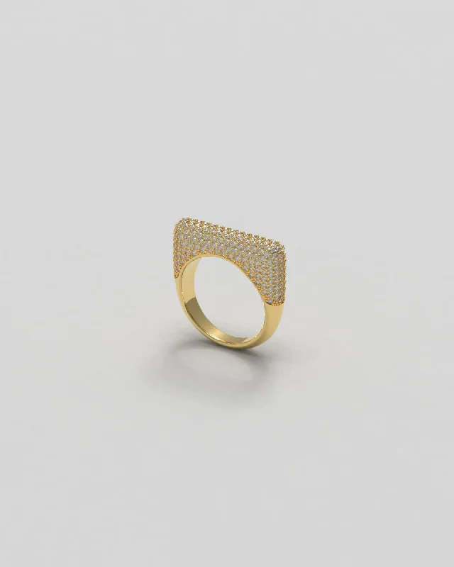 Exclusive Jewelry Sale – Shine For Less Sculpt Slim Paved 18K Gold Ring w. Diamonds