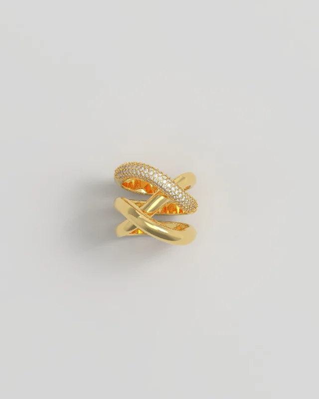 Bestselling Jewelry At Special Promotional Rates Thorn Triple Pave 18K Gold Ring w. Diamonds