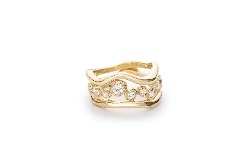 Three Ways Nr 06 18K Gold, Whitegold or Rosegold Ring w. Diamonds