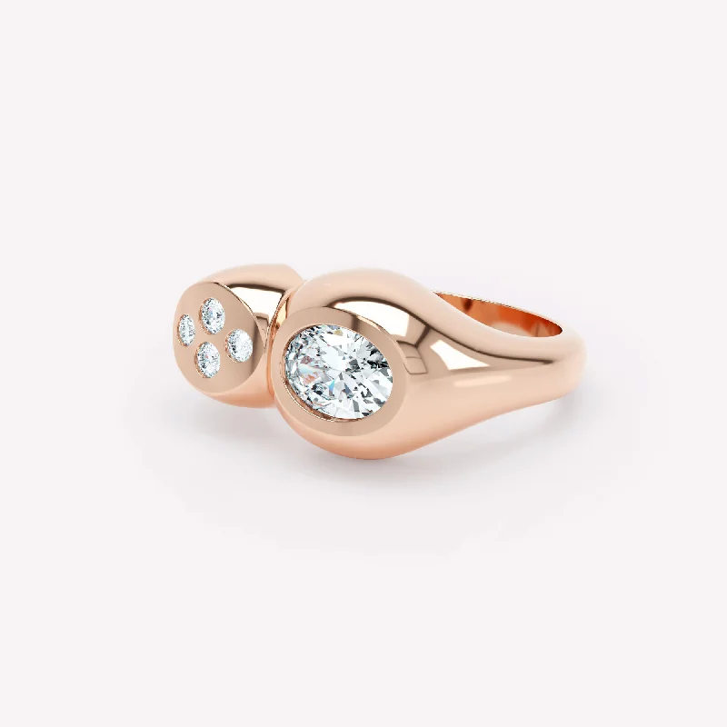 Curve Duo 18K Rosegold Ring w. Diamonds