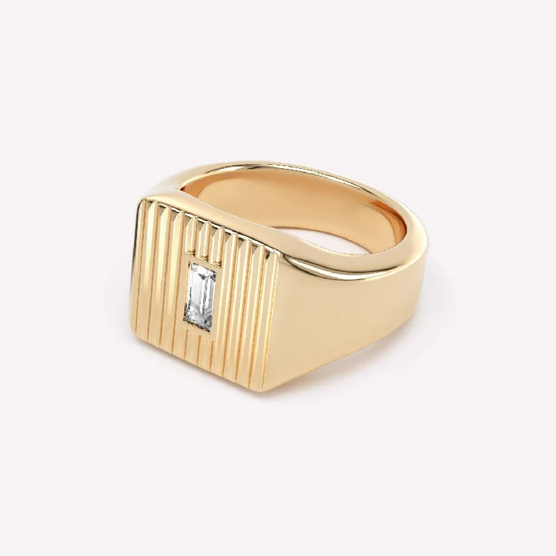 Exclusive Gemstone Jewelry Markdowns – Shop Now Eternity 14K Gold Signet Ring w. Lab-Grown Diamond