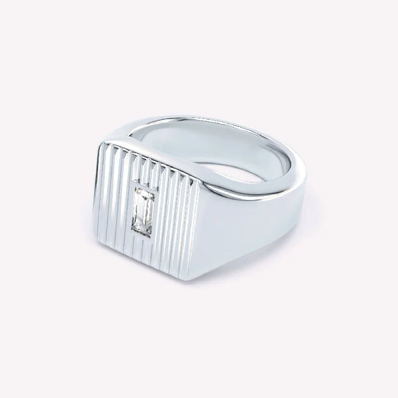 Must-Have Jewelry At Unbelievable Discounts Eternity 14K Whitegold Signet Ring w. Lab-Grown Diamond