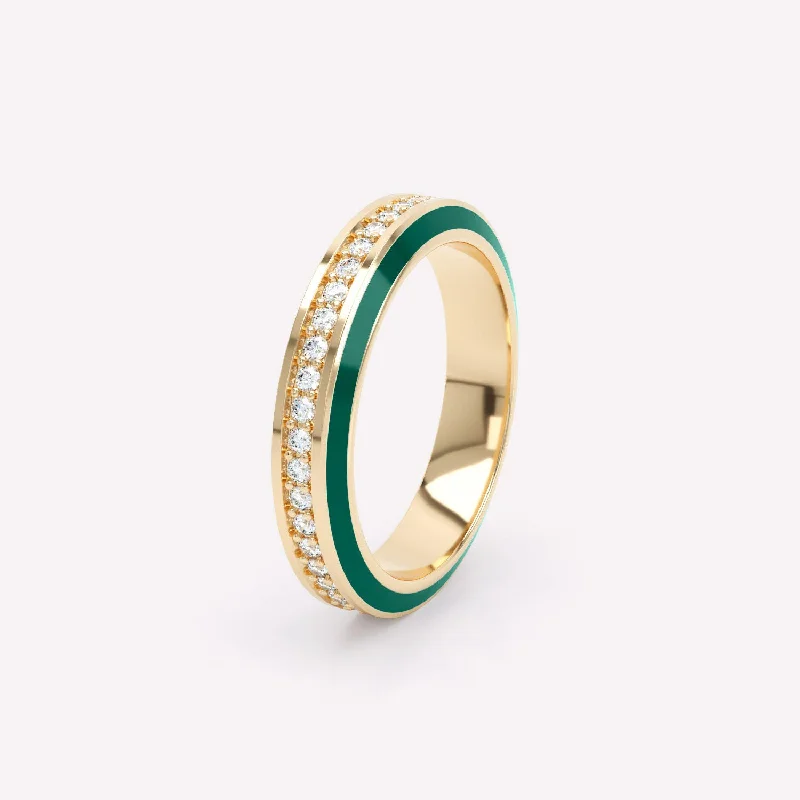 Breathtaking Jewelry At Limited-Time Savings Eternity Green 4mm 18K Gold Ring w. Lab-Grown Diamonds
