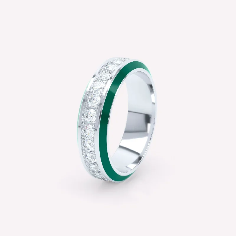 Premium Jewelry, Premium Discounts – Act Fast Eternity Green 6mm 18K Whitegold Ring w. Lab-Grown Diamonds