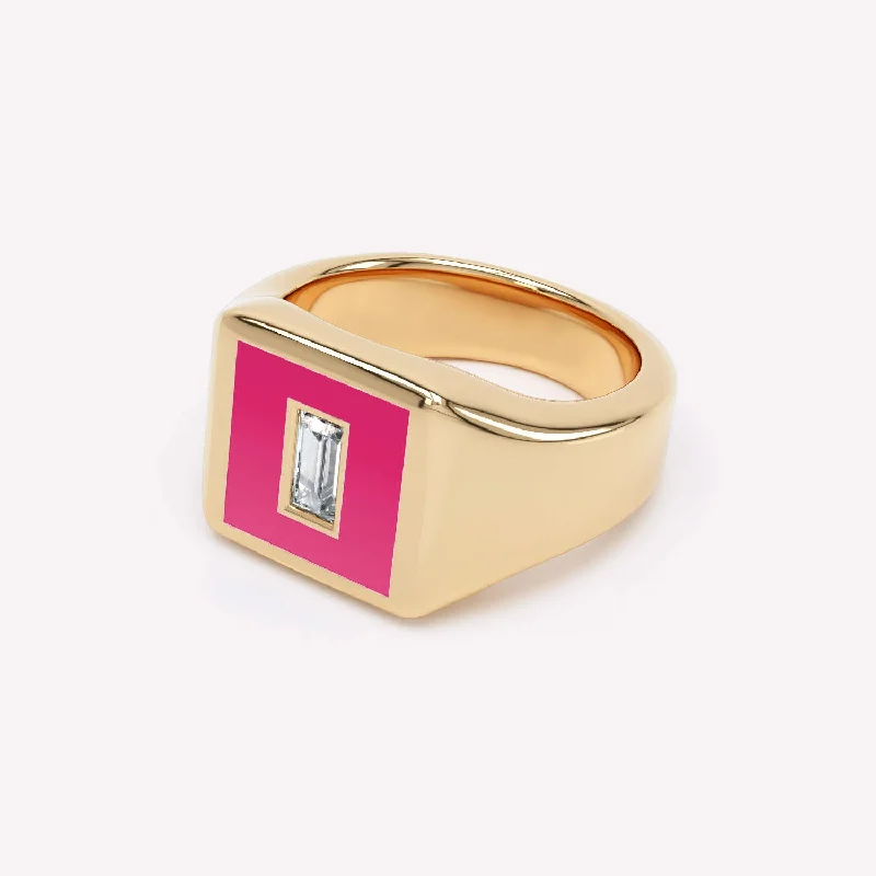Personalized Jewelry Sale – Unique Gifts At Low Prices Eternity Pink 14K Gold Signet Ring w. Lab-Grown Diamond