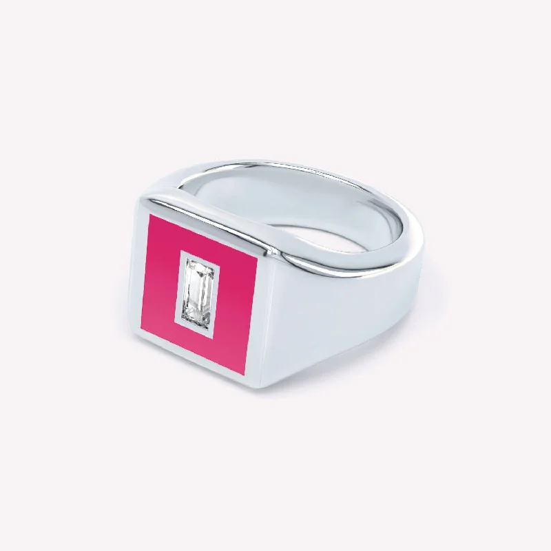 Last Chance To Shop High-End Jewelry At Markdown Prices Eternity Pink 14K Whitegold Signet Ring w. Lab-Grown Diamond