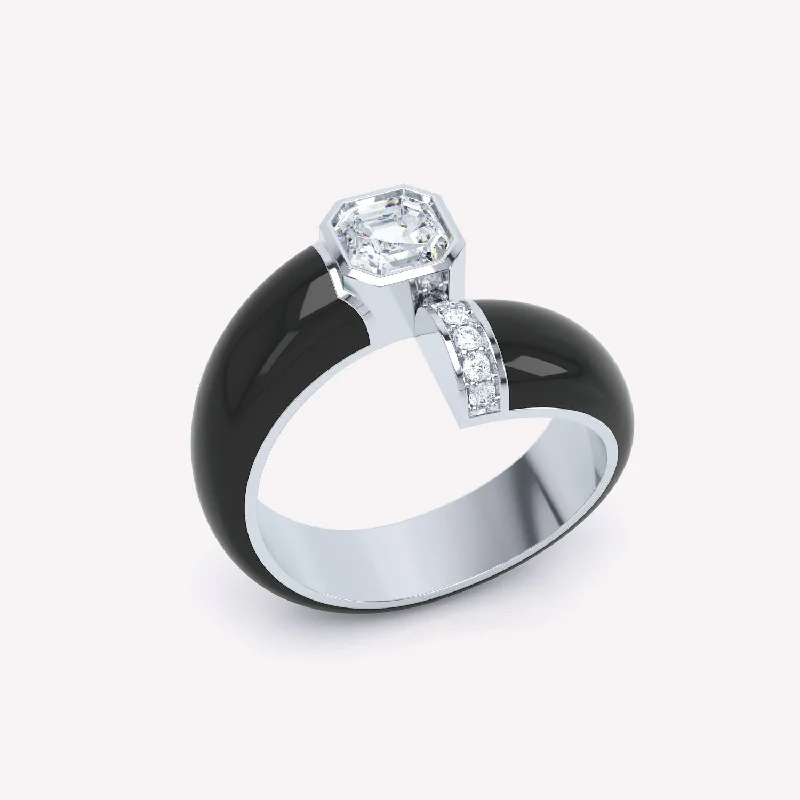 Best Jewelry Deals – Premium Quality At Exclusive Discounts Toi et Moi Black Asscher 18K Whitegold Ring w. Lab-Grown Diamonds