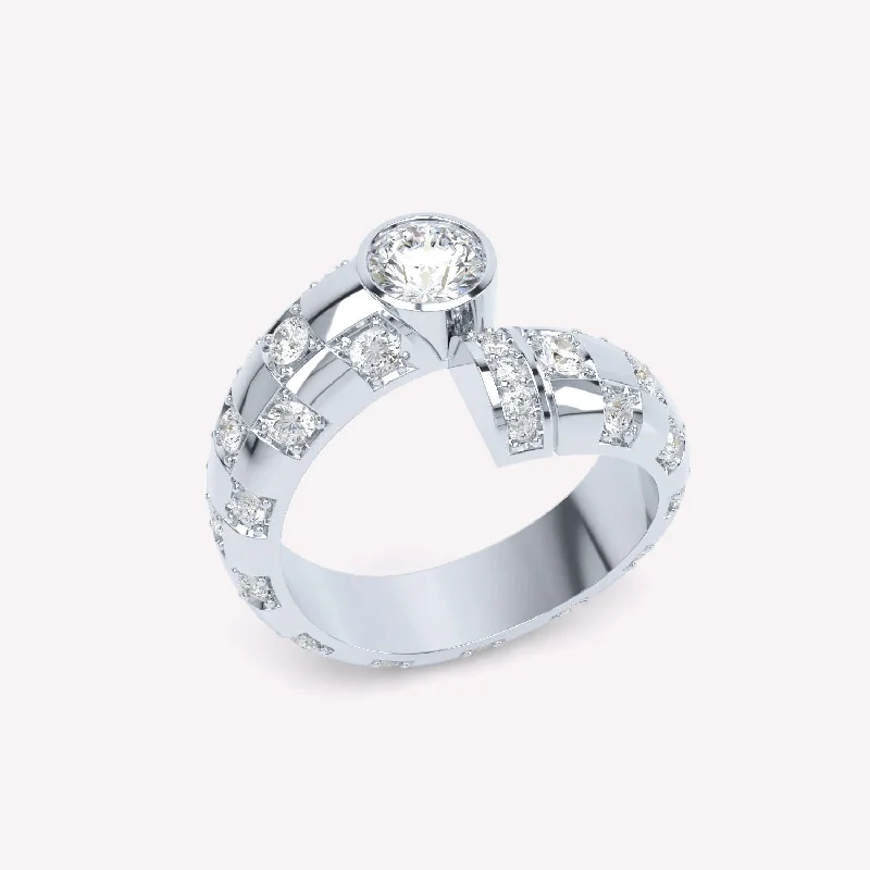 Exclusive Jewelry Sale – Grab Timeless Pieces Now Toi et Moi Checkerboard 18K Whitegold Ring w. Lab-Grown Diamonds