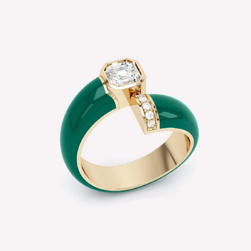 Limited-Time Jewelry Discounts – Shine Without The Splurge Toi et Moi Green Asscher 18K Gold Ring w. Lab-Grown Diamonds