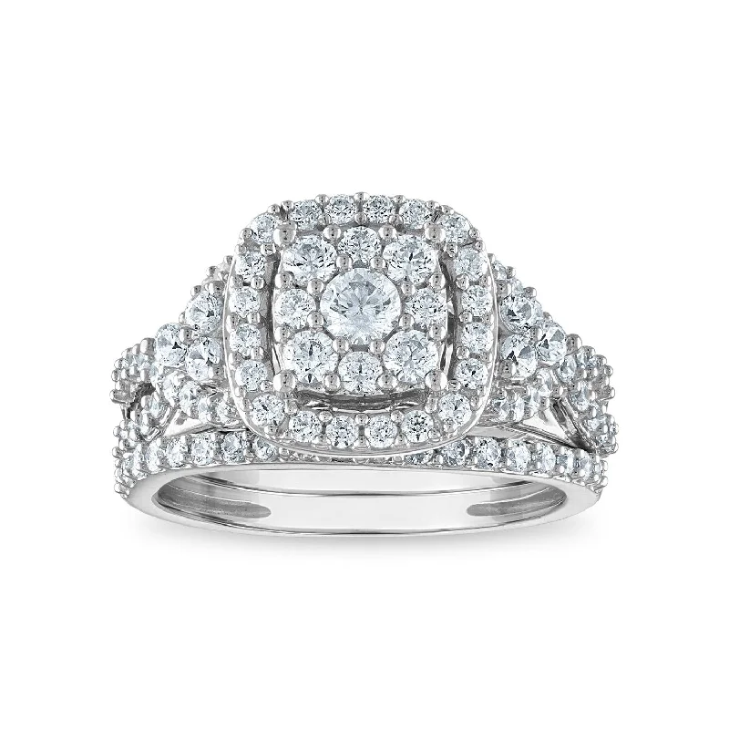 Get The Jewelry You Love At A Price You Love LoveSong EcoLove 1-3/8 CTW Lab Grown Diamond Halo Bridal Set in 10KT White Gold