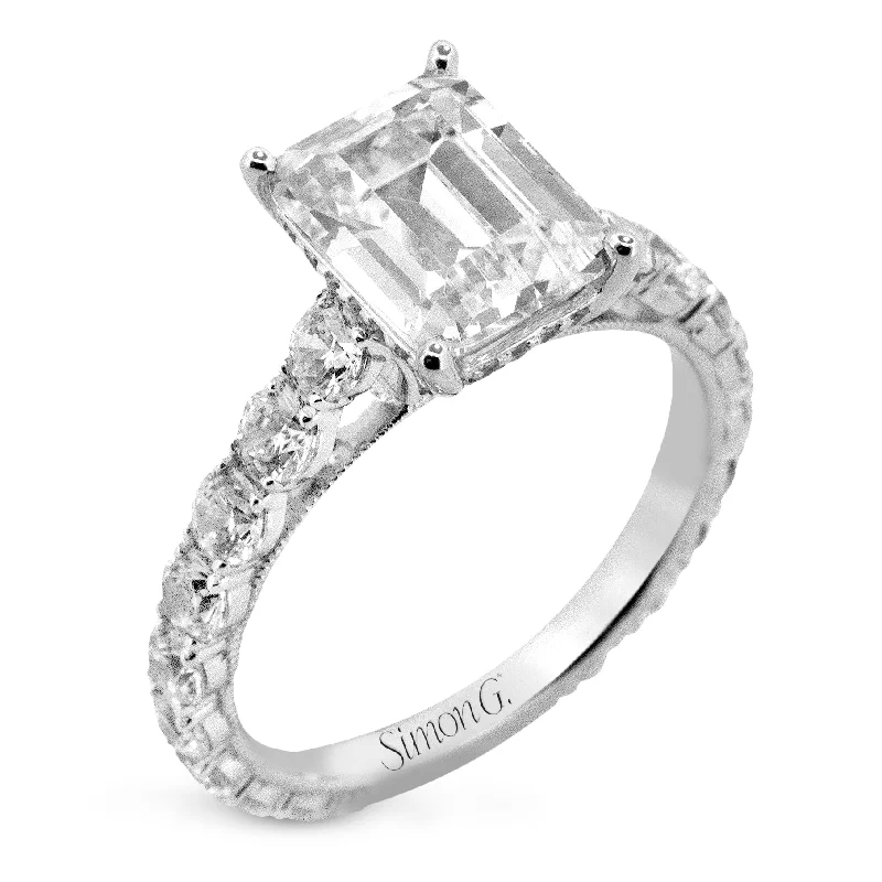 Shop Jewelry That Shines Without The High Price Emerald-cut Engagement Ring in 18k Gold with Diamonds