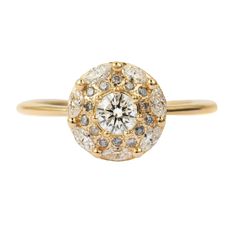 Stunning Jewelry Pieces At The Lowest Prices Ever Mandala Engagement Ring with White and Grey Diamonds