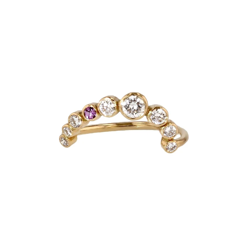 Your Perfect Accessory At The Perfect Price 9 Stone 18K Gold Ring w. Diamonds & Sapphire