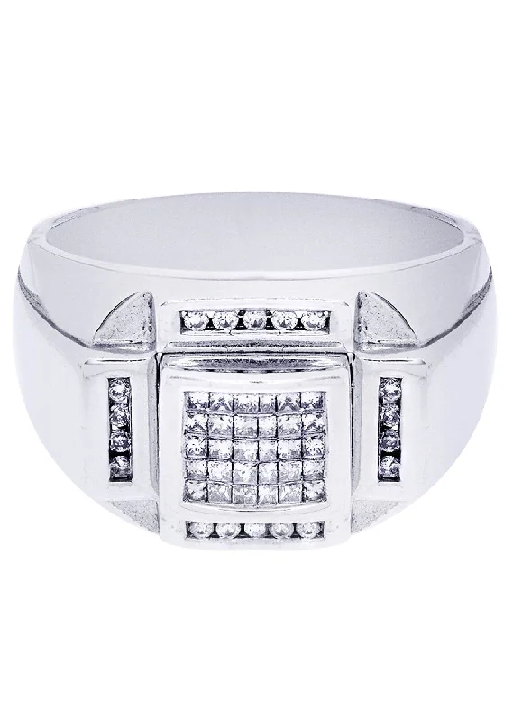 Glamorous Jewelry, Glamorous Deals – Shop Now White Gold Mens Diamond Ring| 0.16 Carats| 16.14 Grams