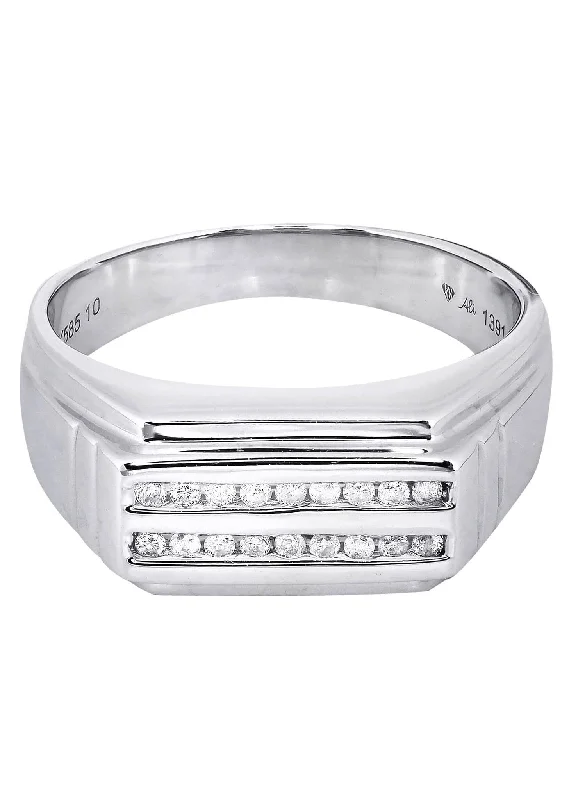 The Perfect Jewelry Piece At The Perfect Discount White Gold Mens Diamond Ring| 0.17 Carats| 7.26 Grams