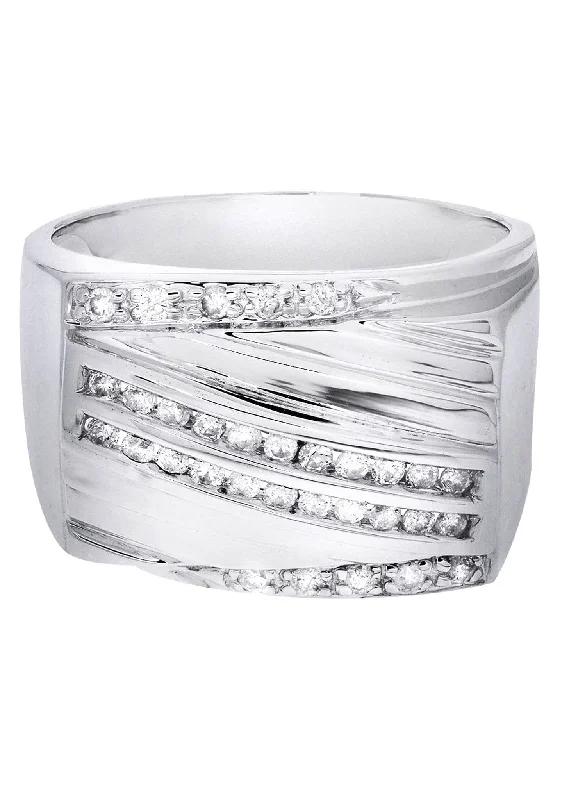 Shop Fine Jewelry With Amazing Deals White Gold Mens Diamond Ring| 0.4 Carats| 10.94 Grams