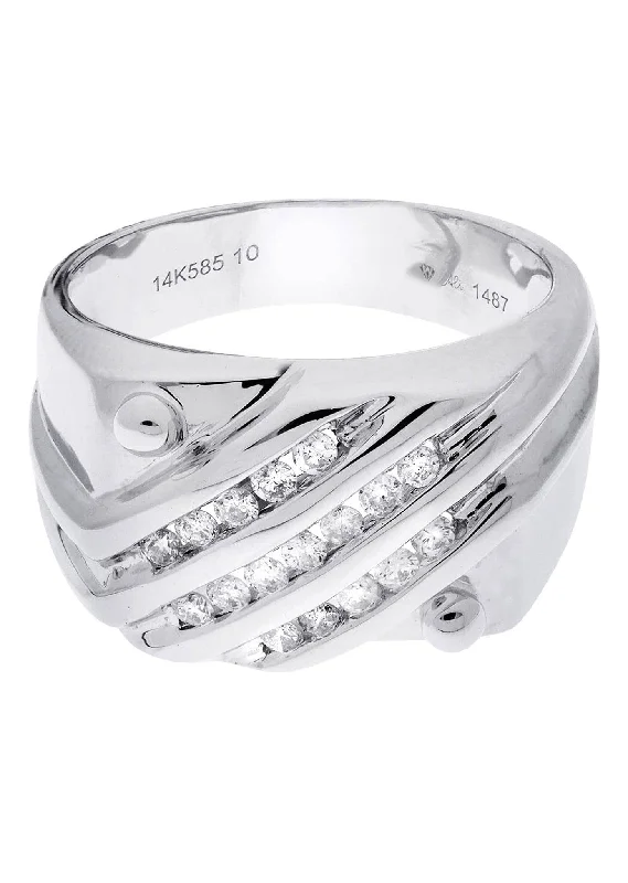 Classic And Modern Jewelry Styles On Sale White Gold Mens Diamond Ring| 0.41 Carats| 9.81 Grams