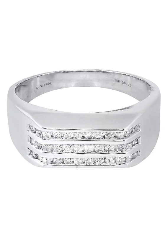 Discover Unique Jewelry With Special Limited-Time Offers White Gold Mens Diamond Ring| 0.42 Carats| 6.26 Grams