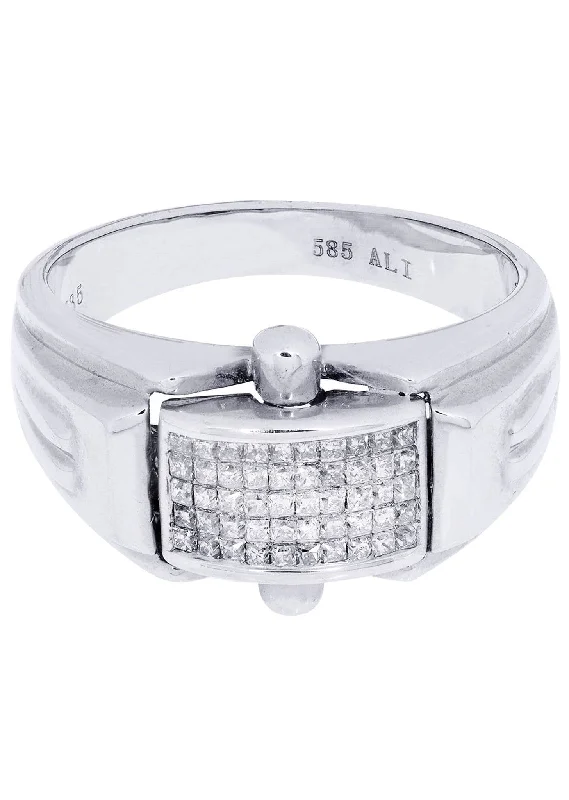 Luxury Meets Affordability – Jewelry Sale Now Live White Gold Mens Diamond Ring| 0.42 Carats| 8.58 Grams