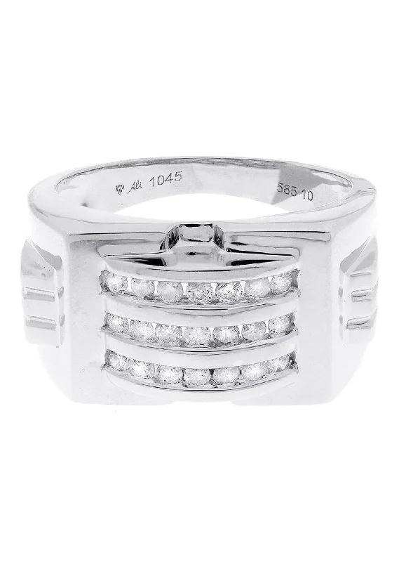 Upgrade Your Jewelry Collection For Less White Gold Mens Diamond Ring| 0.51 Carats| 11.07 Grams