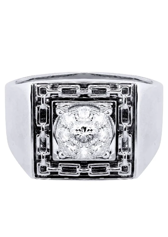Shop Stylish Jewelry Now And Save Big White Gold Mens Diamond Ring| 0.52 Carats| 9.54 Grams