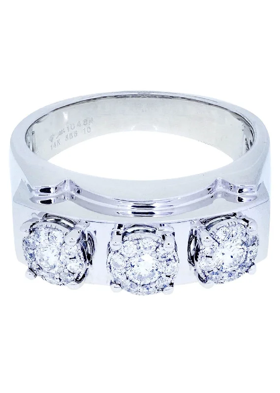 Premium Jewelry Now Available At Special Discounts White Gold Mens Diamond Ring| 0.69 Carats| 10.5 Grams