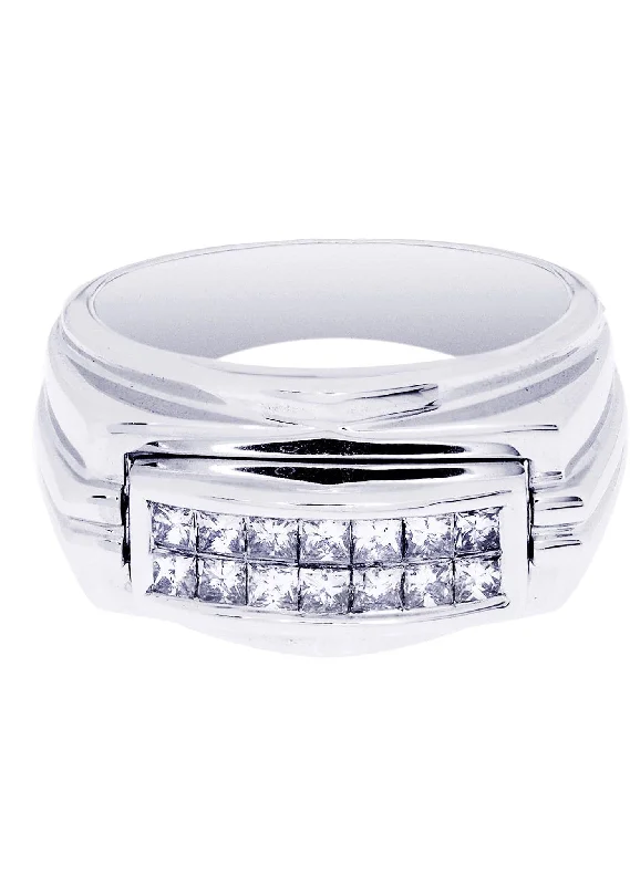 Make Your Outfit Shine With Discounted Jewelry White Gold Mens Diamond Ring| 0.74 Carats| 11.07 Grams